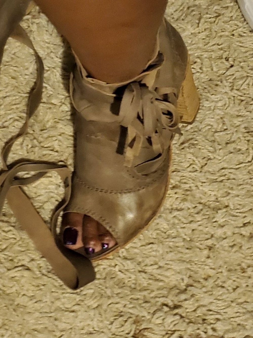 Free People Taupe Open-Toe Lace-Up Heeled Booties